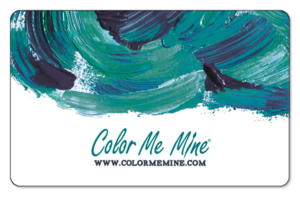 Color Me Mine logo on a white background with blue and green brushstrokes covering the top half.